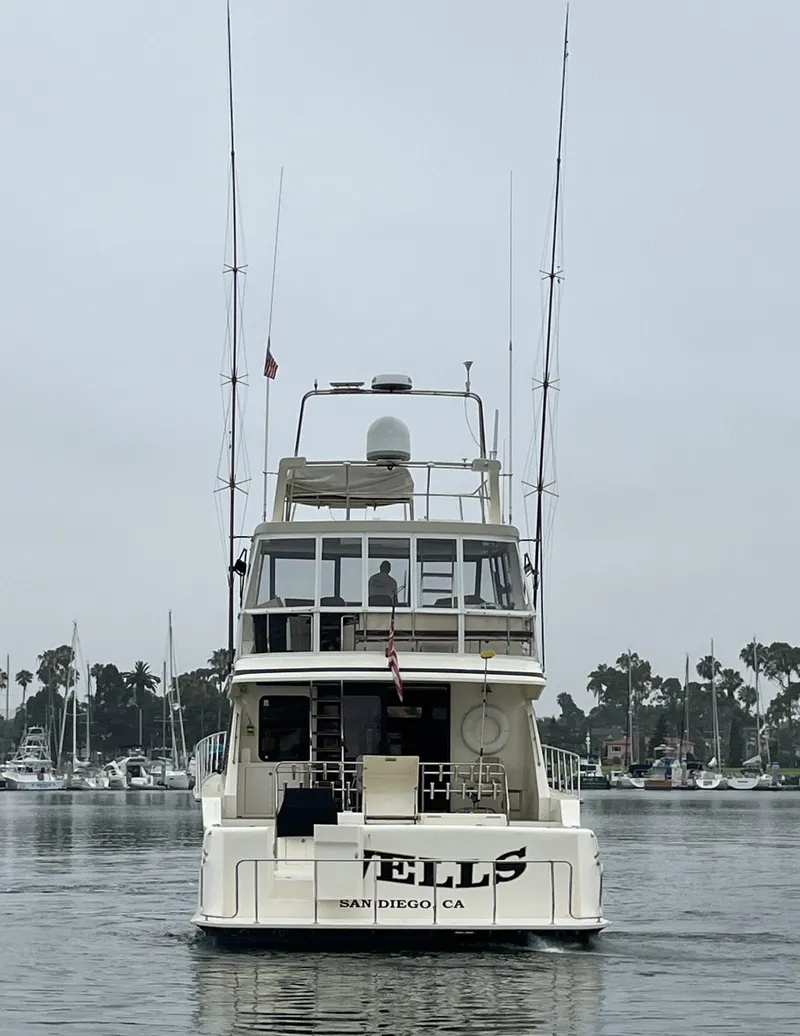 Slide: The Image of 1999 Mikelson Long-Range Luxury Sportfisher yacht in San Diego harbor. - 5