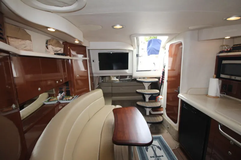 Slide: The Image of Luxurious interior of 2008 Sea Ray 340 Sundancer yacht with modern amenities and elegant design. - 20