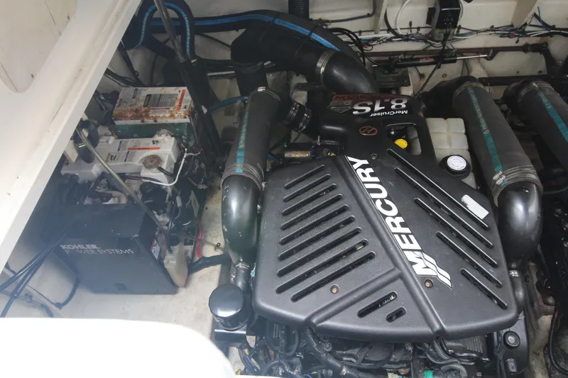 Slide: The Image of Engine room of a 2008 Sea Ray 340 Sundancer with Mercury engine and Kohler power system. - 33