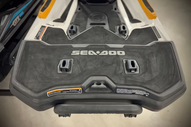 Slide: The Image of 2019 Sea-Doo Fish Pro 155 rear deck with logo and attachment points. - 5
