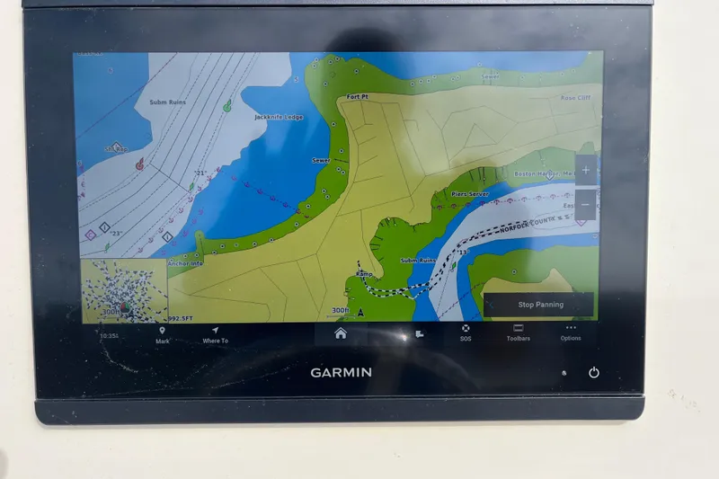 Slide: The Image of Garmin navigation display on 2025 Jones Brothers 23 Cape Fisherman Lite Tackle boat. - 10