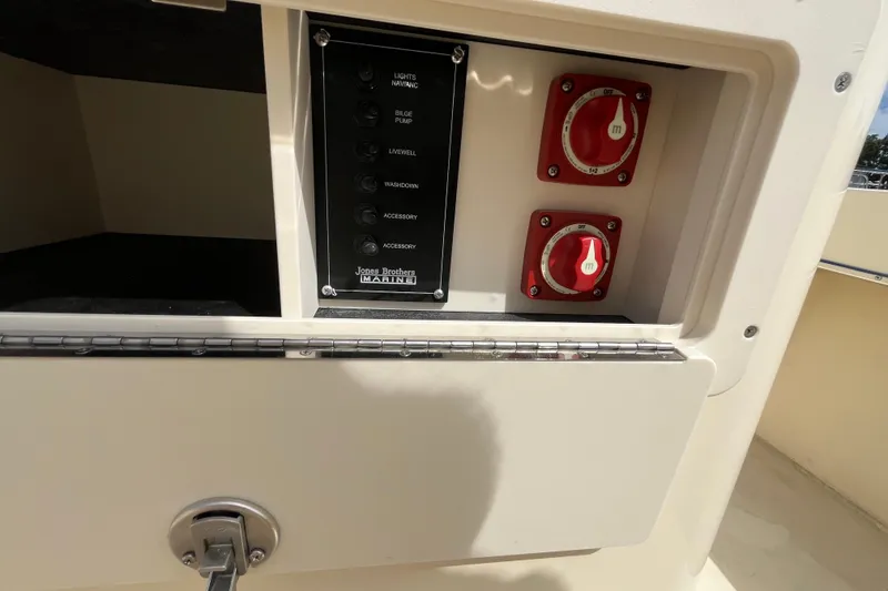 Slide: The Image of Control panel of 2025 Jones Brothers 23 Cape Fisherman Lite Tackle boat. - 6