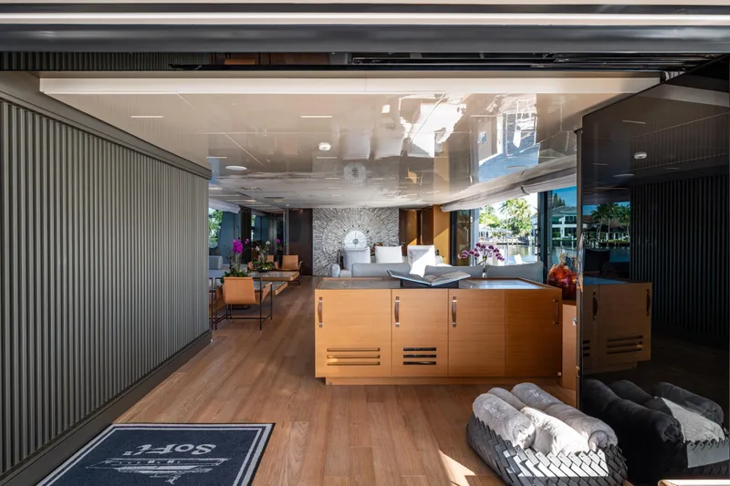 Slide: The Image of Luxurious interior of 2023 Sanlorenzo SL120A yacht with modern design and elegant furnishings. - 15
