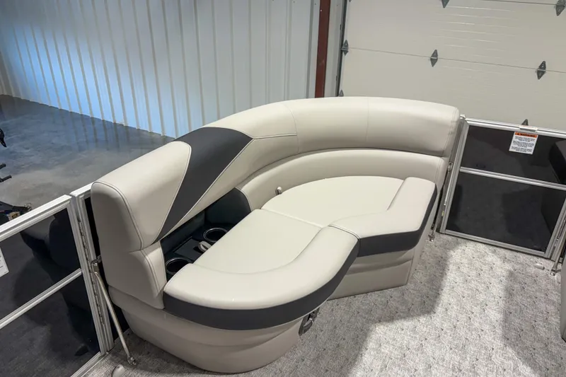 Slide: The Image of Luxurious seating on 2025 Trifecta 22UL LE pontoon boat, featuring sleek design and comfort. - 6