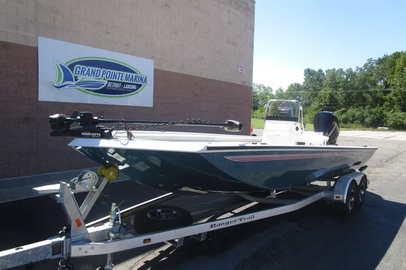 Slide: The Image of 2025 Ranger RB210 boat on trailer at Grand Pointe Marina, Detroit-Lansing. - 4