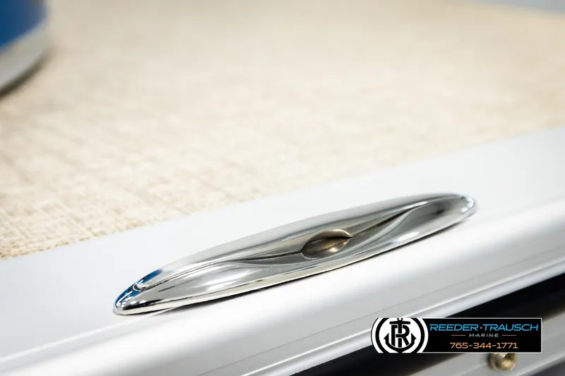 Slide: The Image of 2026 Avalon LSZ VRB boat cleat detail with Reeder-Trausch Marine logo. - 56
