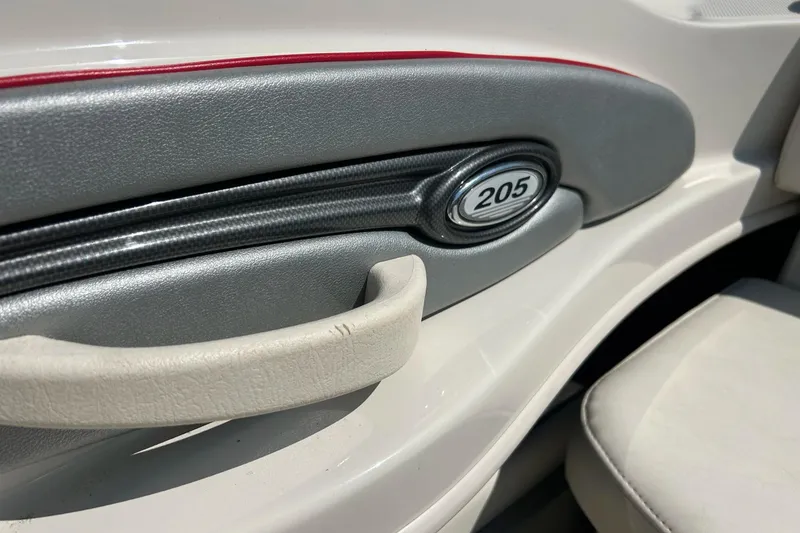 Slide: The Image of Close-up of 2008 Searay 205 SPORT boat interior detail with handle and emblem. - 38