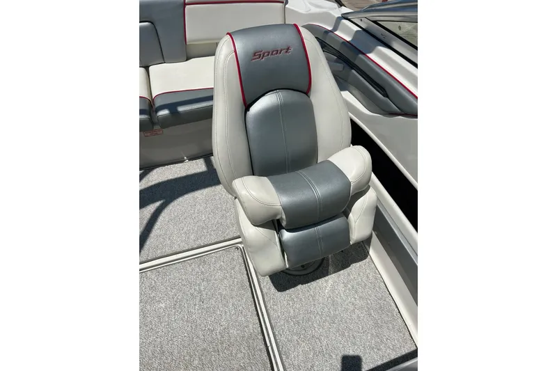 Slide: The Image of 2008 Searay 205 SPORT boat interior with gray and white seating. - 45