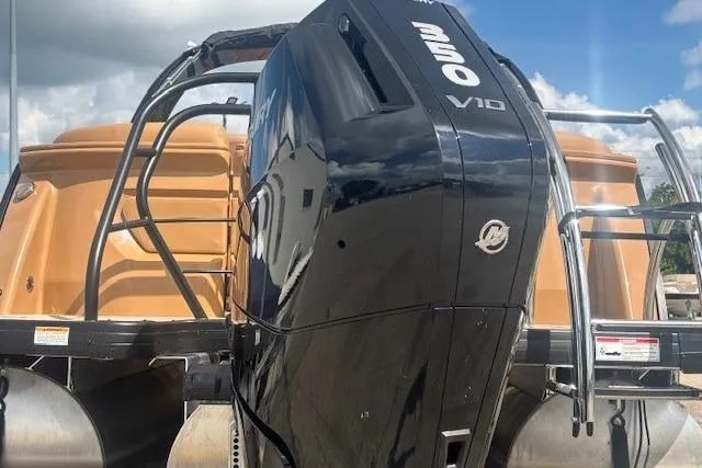 Slide: The Image of 2025 Godfrey SAN PAN SP 2700 SBW pontoon boat with powerful 350 V10 engine. - 49