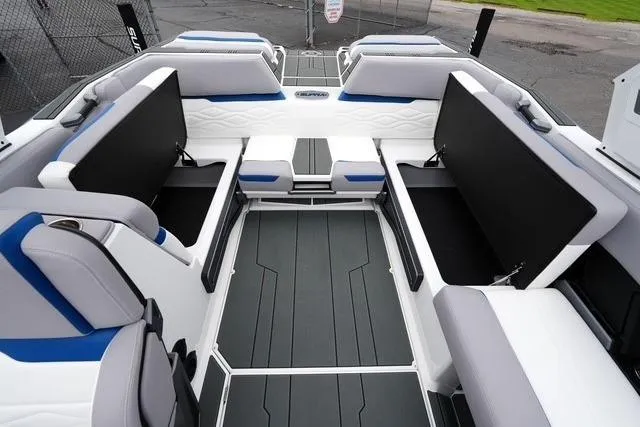 Slide: The Image of 2026 Supra SA boat interior with modern seating and sleek design. - 15