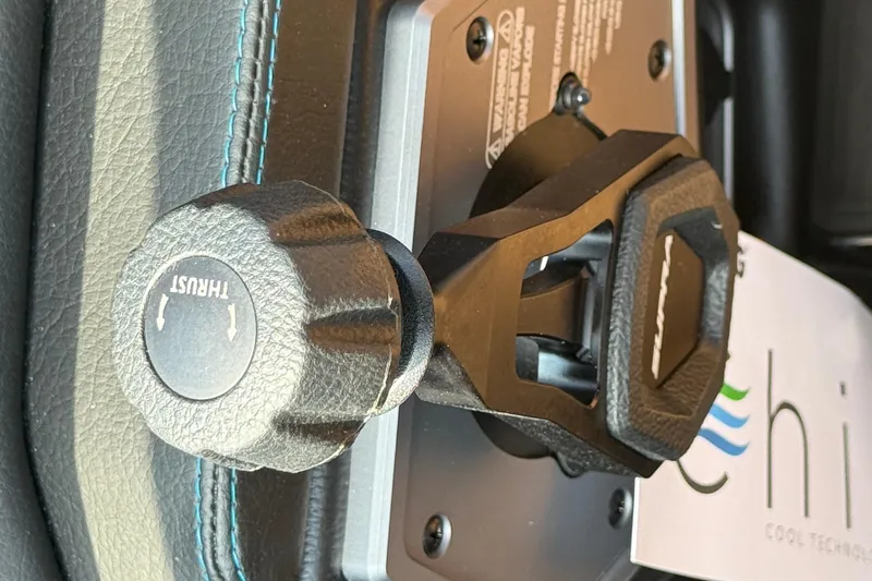 Slide: The Image of Close-up of 2026 Supra SE 550 throttle control with "Thrust" knob. - 18