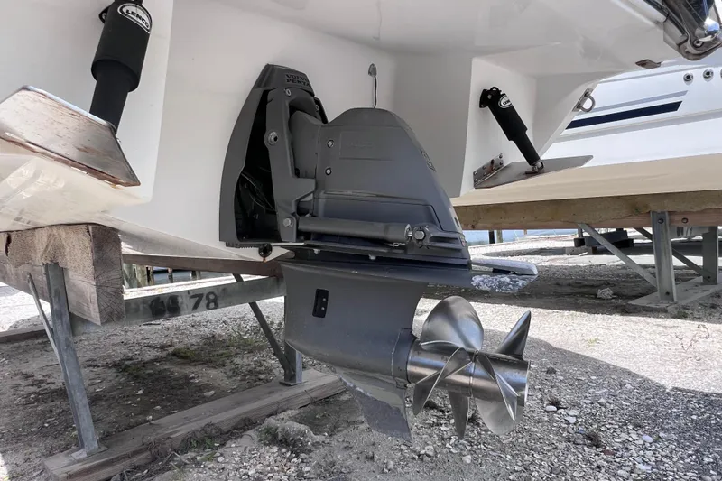 Slide: The Image of 2015 Cobalt 26SD boat with Volvo Penta outdrive on dry dock. - 10