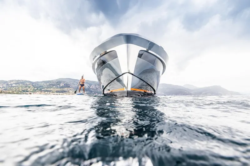 Slide: The Image of 2023 Bekkers Yachts Azur 45HT on water, showcasing sleek design and luxury. - 27