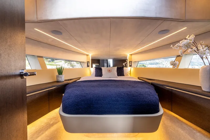 Slide: The Image of Luxurious interior of 2023 Bekkers Yachts Azur 45HT with elegant bedroom design. - 3