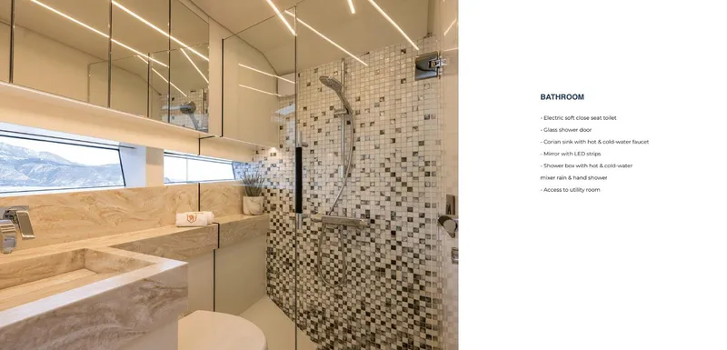 Slide: The Image of Luxurious bathroom in 2023 Bekkers Yachts Azur 45HT with modern fixtures and elegant design. - 31