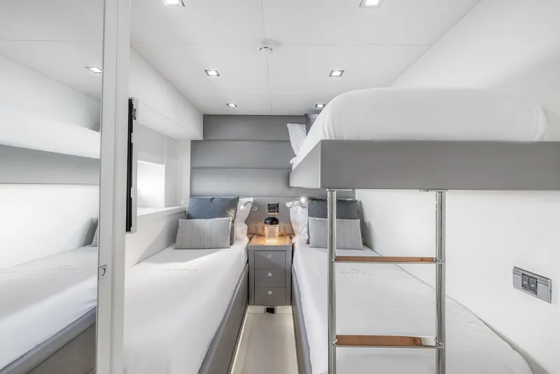 Slide: The Image of Luxurious cabin interior of 2008 Sunseeker Predator 108 yacht with modern bunk beds. - 35