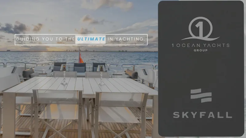 Slide: The Image of Sunseeker Predator 108 yacht deck with ocean view, 1 Ocean Yachts Group logo, 2008 model. - 5