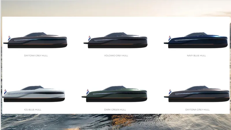 Slide: The Image of Six Bekkers Yachts AZUR 45SR models in various hull colors, 2026 new build. - 7
