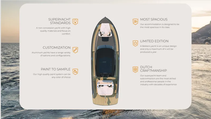 Slide: The Image of Top view of Bekkers Yachts AZUR 45SR 2026, showcasing luxury features and customization options. - 9