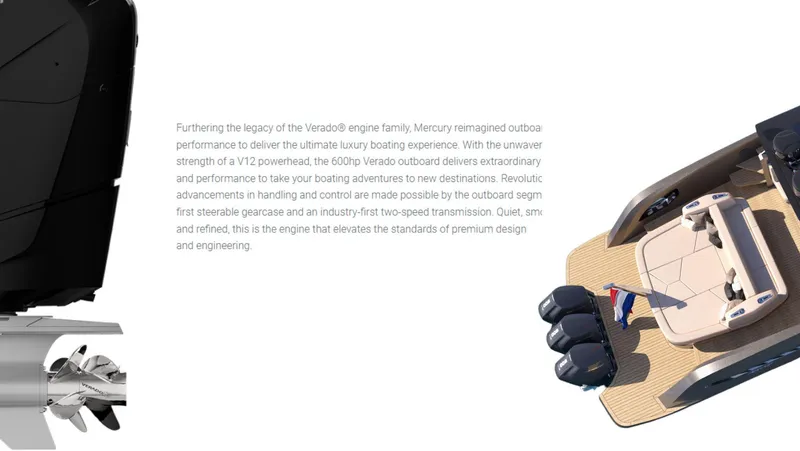 Slide: The Image of Bekkers Yachts AZUR 45HT 2026, luxury outboard design with advanced Mercury engine. - 10