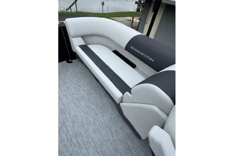 Slide: The Image of Luxurious seating on 2026 Bennington 22 SSR pontoon boat, featuring sleek design and comfort. - 5