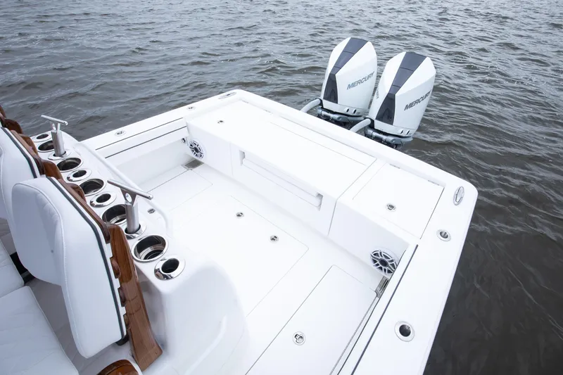 Slide: The Image of 2026 Valhalla Boatworks V-29 Hybrid with dual Mercury engines on open water. - 16