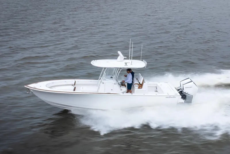 Slide: The Image of 2026 Valhalla Boatworks V-29 Hybrid cruising on open water. - 4