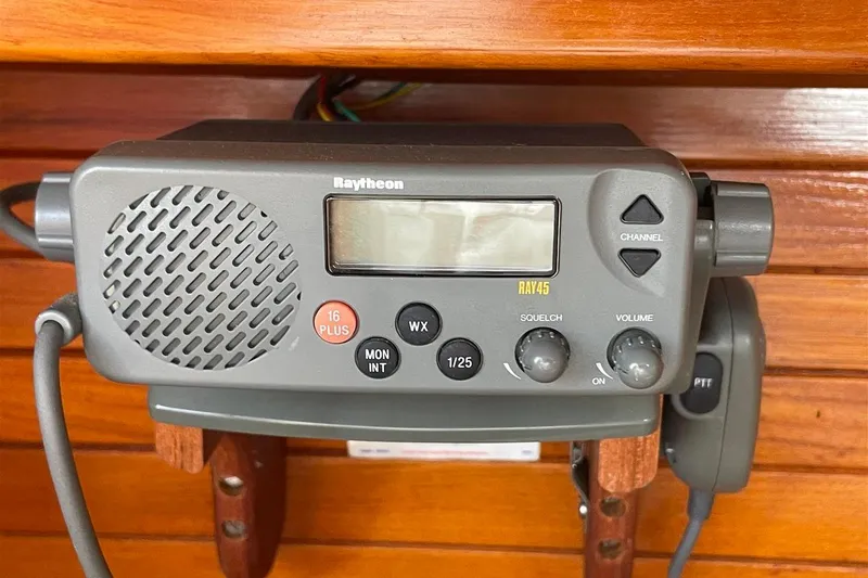 Slide: The Image of Raytheon RAY45 marine radio on 1986 J Boats J/28 sailboat. - 30