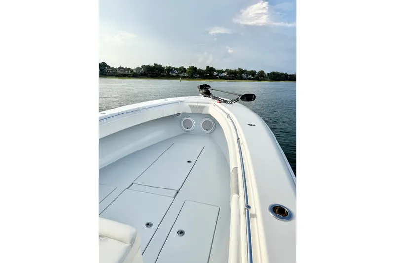 Slide: The Image of 2022 Contender 35 ST boat deck with scenic water view. - 15