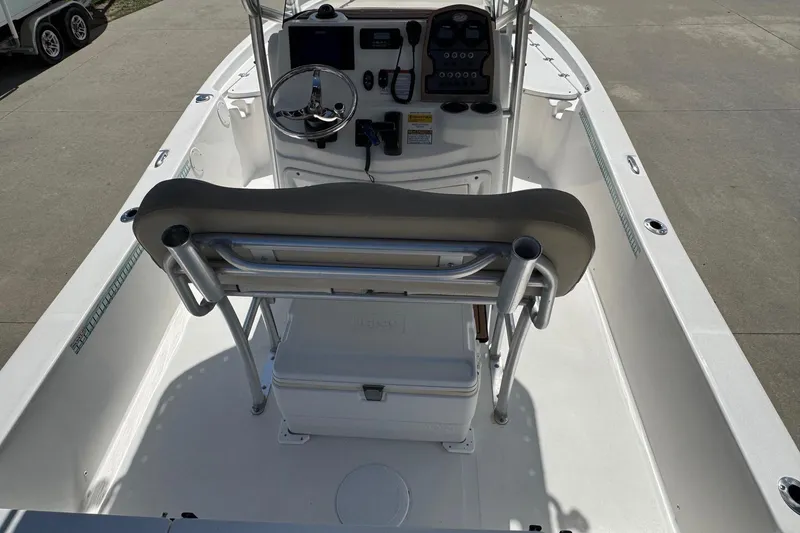 Slide: The Image of 2015 Sea Fox 220 Viper boat interior with steering console and seating. - 8