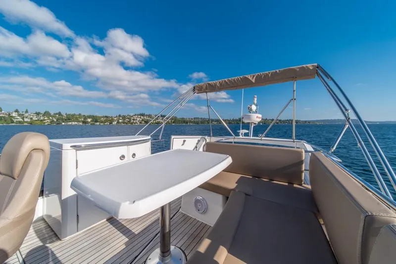 Slide: The Image of Flybridge view of 2016 Jeanneau Velasco 43F yacht on a sunny day. - 34