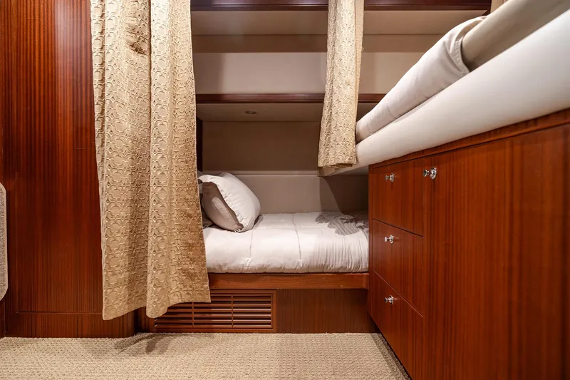 Slide: The Image of Luxurious cabin interior of 2013 Ocean Alexander 72 Pilothouse yacht with wooden finishes. - 45