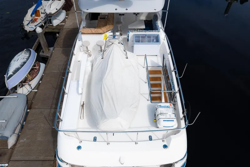 Slide: The Image of Aerial view of 2013 Ocean Alexander 72 Pilothouse yacht docked at marina. - 9