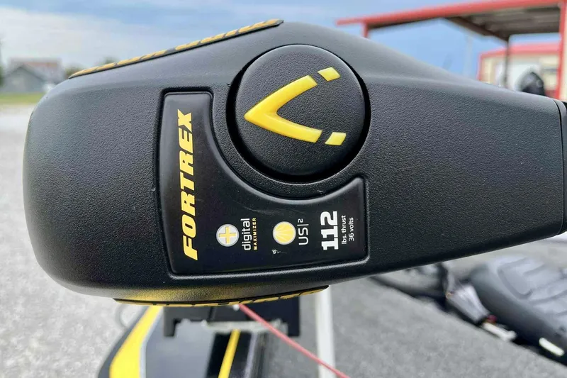 Slide: The Image of Close-up of Fortrex trolling motor on 2017 Blazer 625 Pro Elite boat. - 5