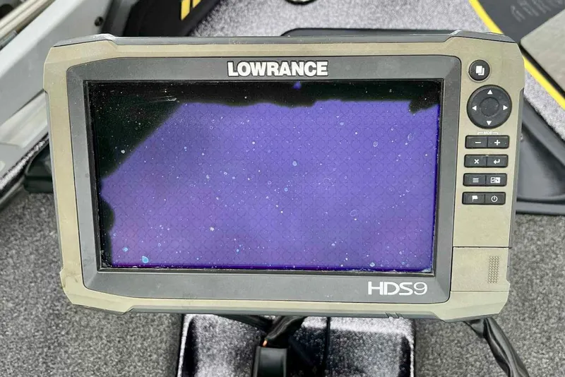 Slide: The Image of Lowrance HDS9 fishfinder on 2017 Blazer 625 Pro Elite boat dashboard. - 6