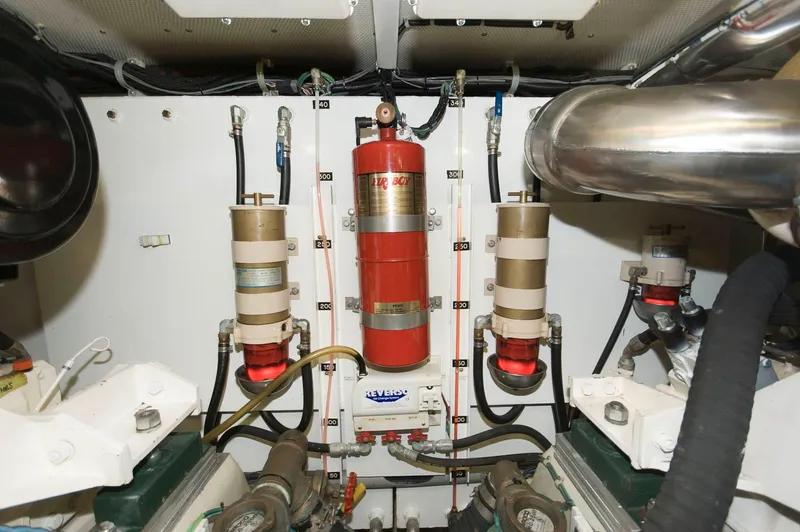 Slide: The Image of Engine room of 2001 Neptunus 56 Express yacht with fire suppression system. - 44