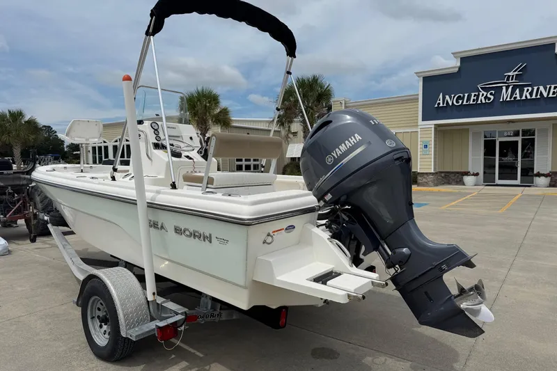Slide: The Image of 2016 Sea Born SV19 Bay boat with Yamaha engine at Anglers Marine dealership. - 2