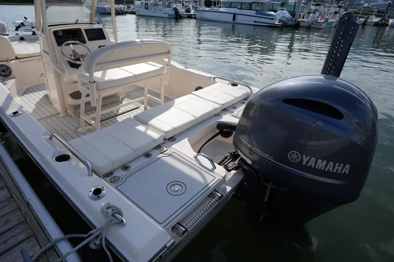 Slide: The Image of 2018 Grady-White 191 Coastal Explorer boat with Yamaha engine at marina dock. - 22