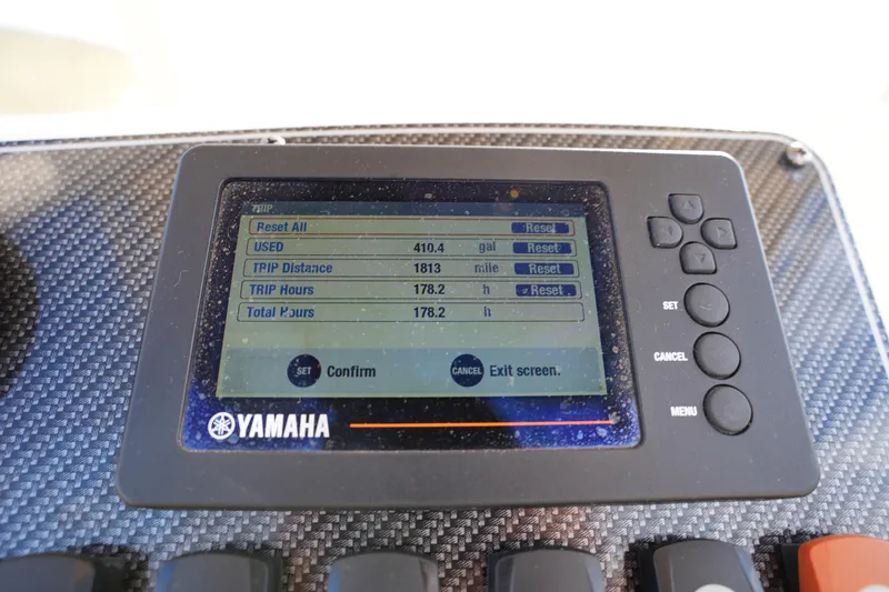 Slide: The Image of Yamaha display on 2018 Grady-White 191 Coastal Explorer showing trip data. - 31
