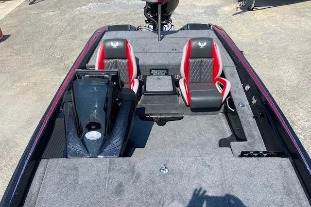 Slide: The Image of 2026 Phoenix 721xl boat interior with red and black seats, spacious deck, and modern design. - 5