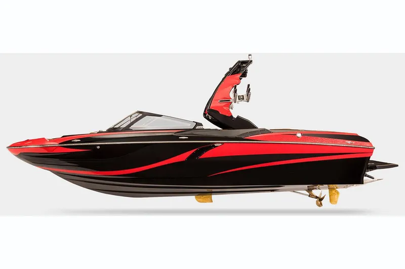 Slide: The Image of Manufacturer Provided Image: 2018 Centurion Fi23 boat, black and red, side view. - 18