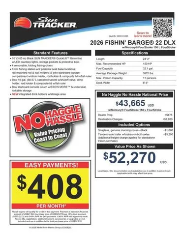 Slide: The Image of Sun Tracker Fishin' Barge 22 DLX 2026 - 15