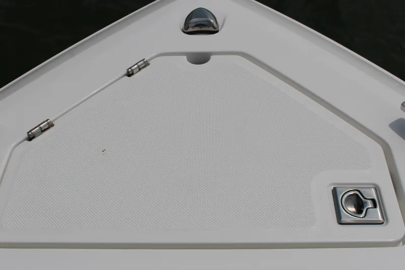 Slide: The Image of Bow of 2025 Cobalt R33 boat with hatch and stainless steel hardware. - 44