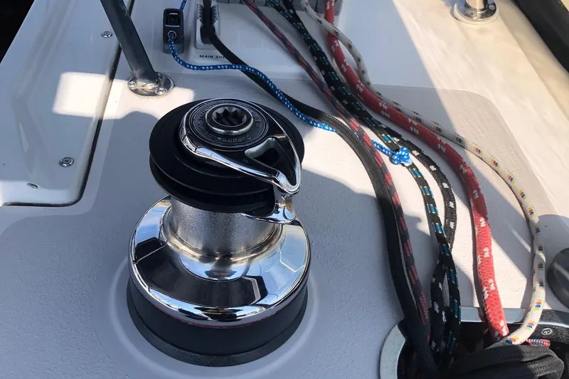 Slide: The Image of Winch and ropes on a 2000 Catalina 470 sailboat deck. - 25