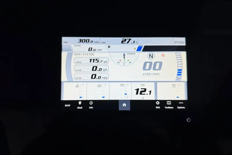 Slide: The Image of Dashboard display of 2024 Bennington 23 RSB boat showing speed, fuel, and status metrics. - 22