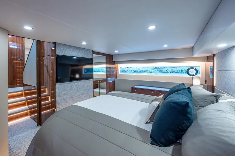 Slide: The Image of Luxurious interior of 2023 Maritimo M55 yacht with elegant bedroom design. - 93
