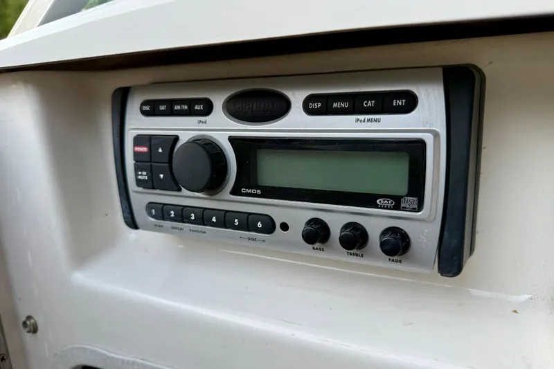 Slide: The Image of 2009 Chaparral Sunesta 224 Xtreme boat stereo system, featuring a Clarion CMD5 unit. - 26