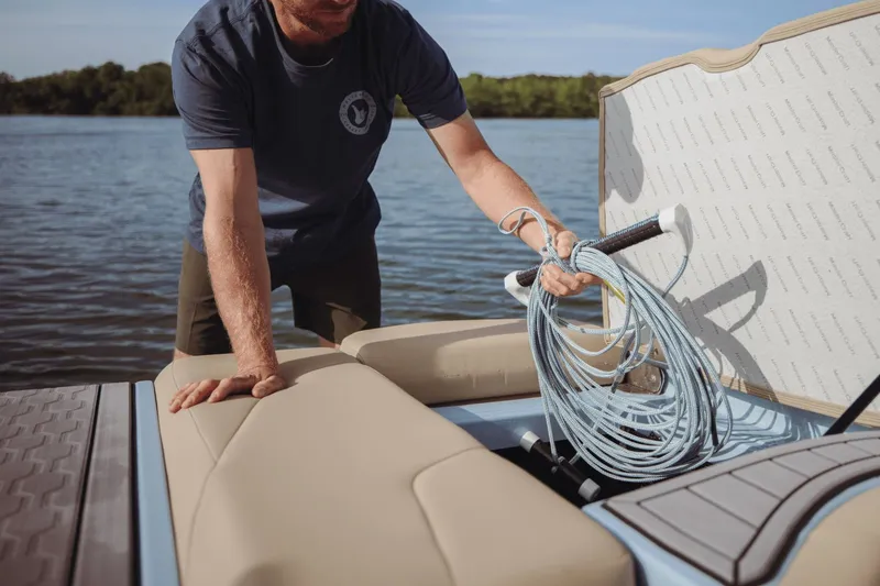 Slide: The Image of Open drawer on MasterCraft XT20 boat, year 2026. - 17