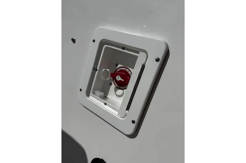 Slide: The Image of Battery switch compartment on 2026 Tidewater 232 CC Adventure boat. - 22