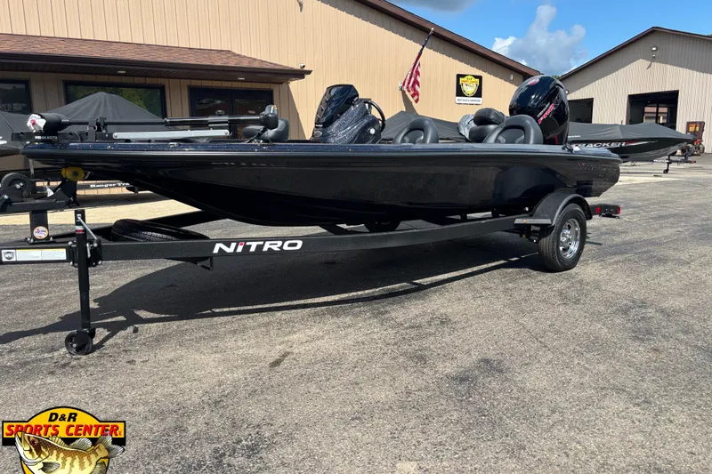 Slide: The Image of 2026 Nitro Z17 boat on trailer at D&R Sports Center. - 2